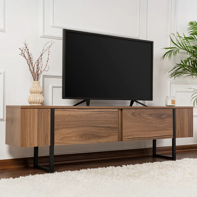 Έπιπλο Τηλεόρασης Serenity - Venezia Walnut, Black 241Nrd1349 (180x50x30 cm)