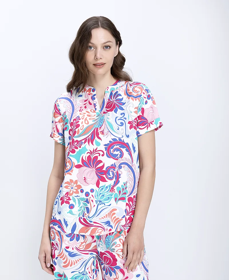 Γυναικεία Μπλούζα Regular Fit Με Πολύχρωμο Floral Print