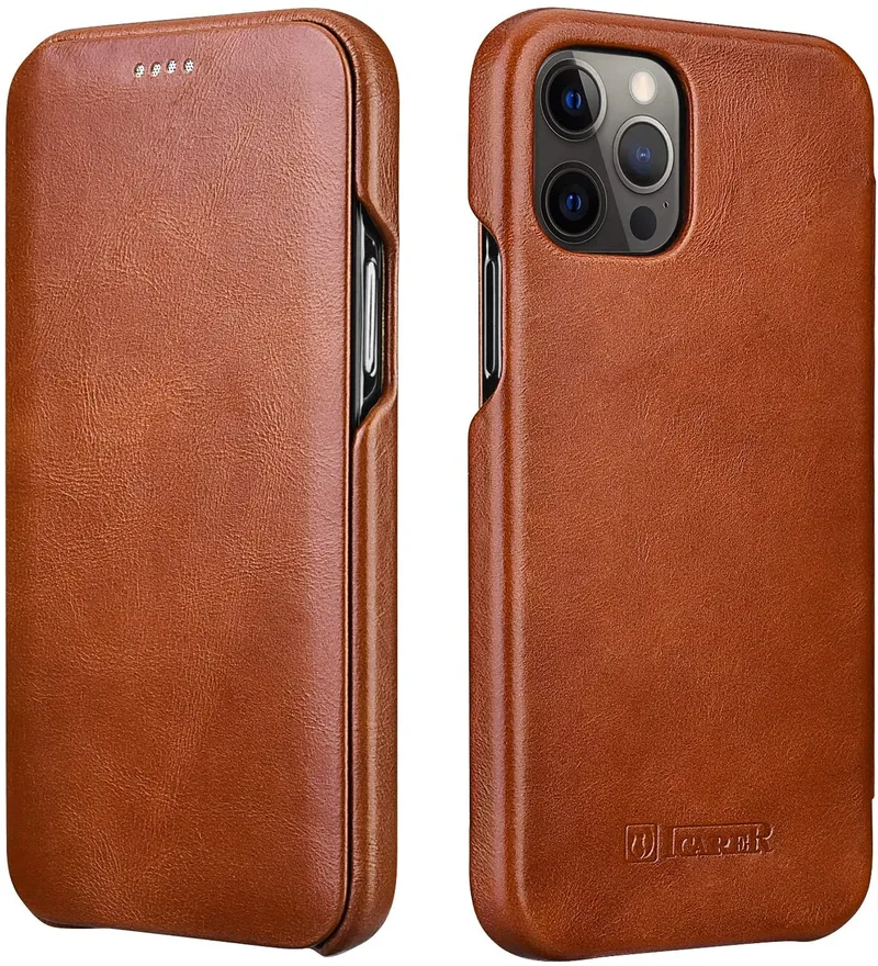 iCarer Vintage Series Curved Edge - Δερμάτινη Θήκη Apple iPhone 12 Pro Max - Brown (RIX1202-BN)