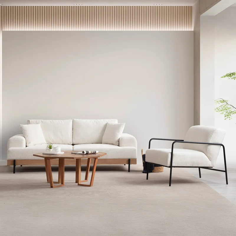 Τριθέσιος Καναπές Eti Oak 3 Seater - White 560Are2120 (98x78x62)