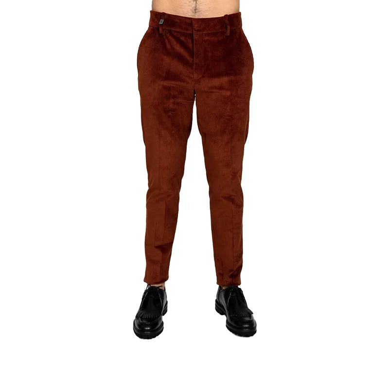 HOSIO Ανδρικό Πορτοκαλί Casual Corduroy Trousers