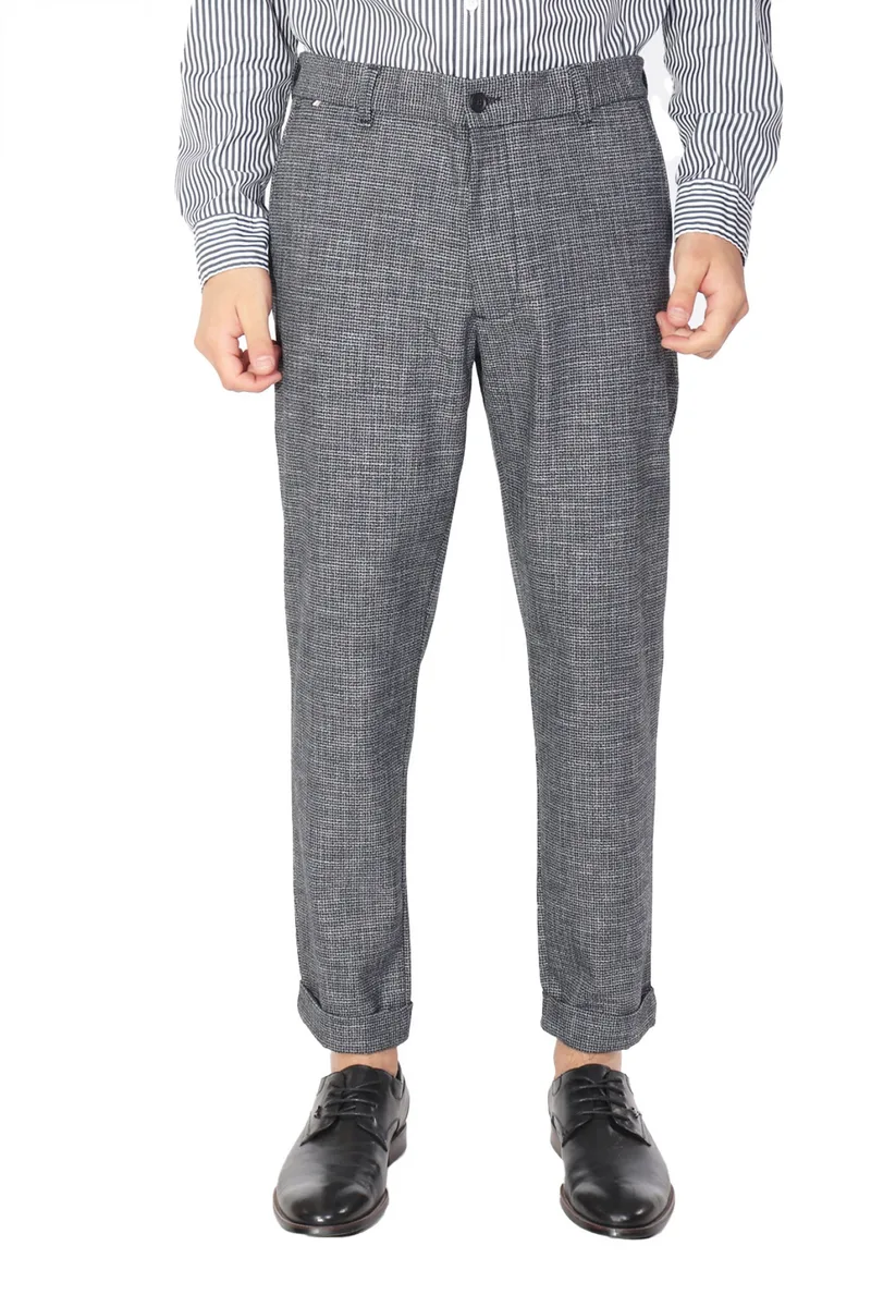 BOSS ΠΑΝΤΕΛΟΝΙ CHINO ΜΙΚΡΟΣΧΕΔΙΟ REGULAR TAPERED K-KANE-IDS-TU ΜΑΥΡΟ