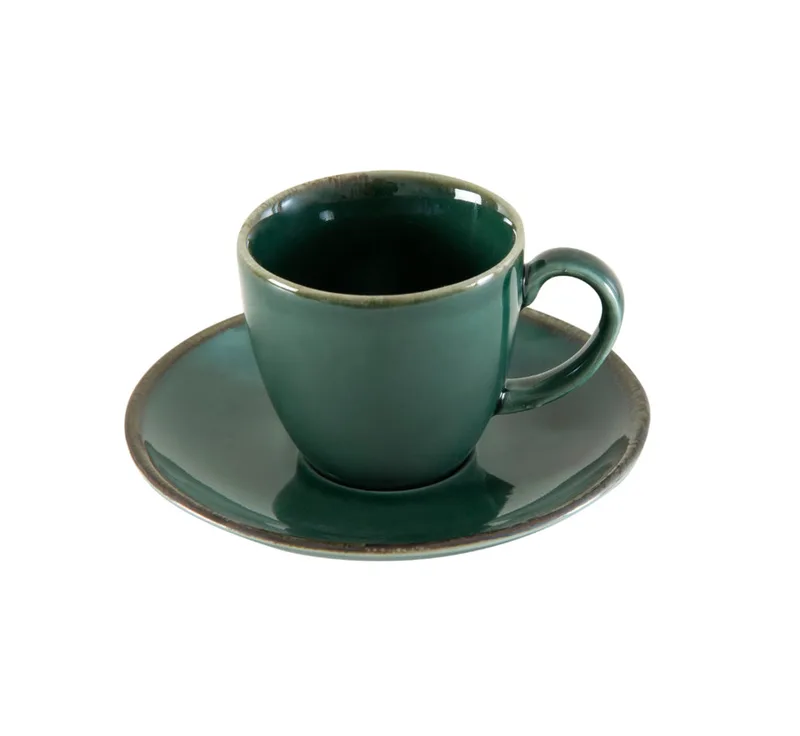 Porline Φλιτζάνι Πορσελάνης Espresso Με Πιάτο Tivoli Green 90ml