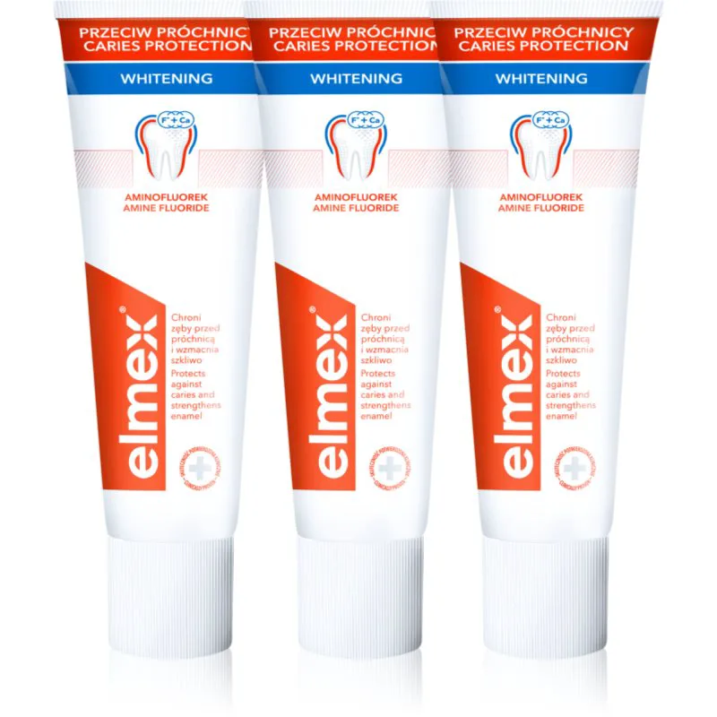 Elmex Caries Protection Gentle White λευκαντική οδοντόκρεμα με φθόριο 3x75 ml