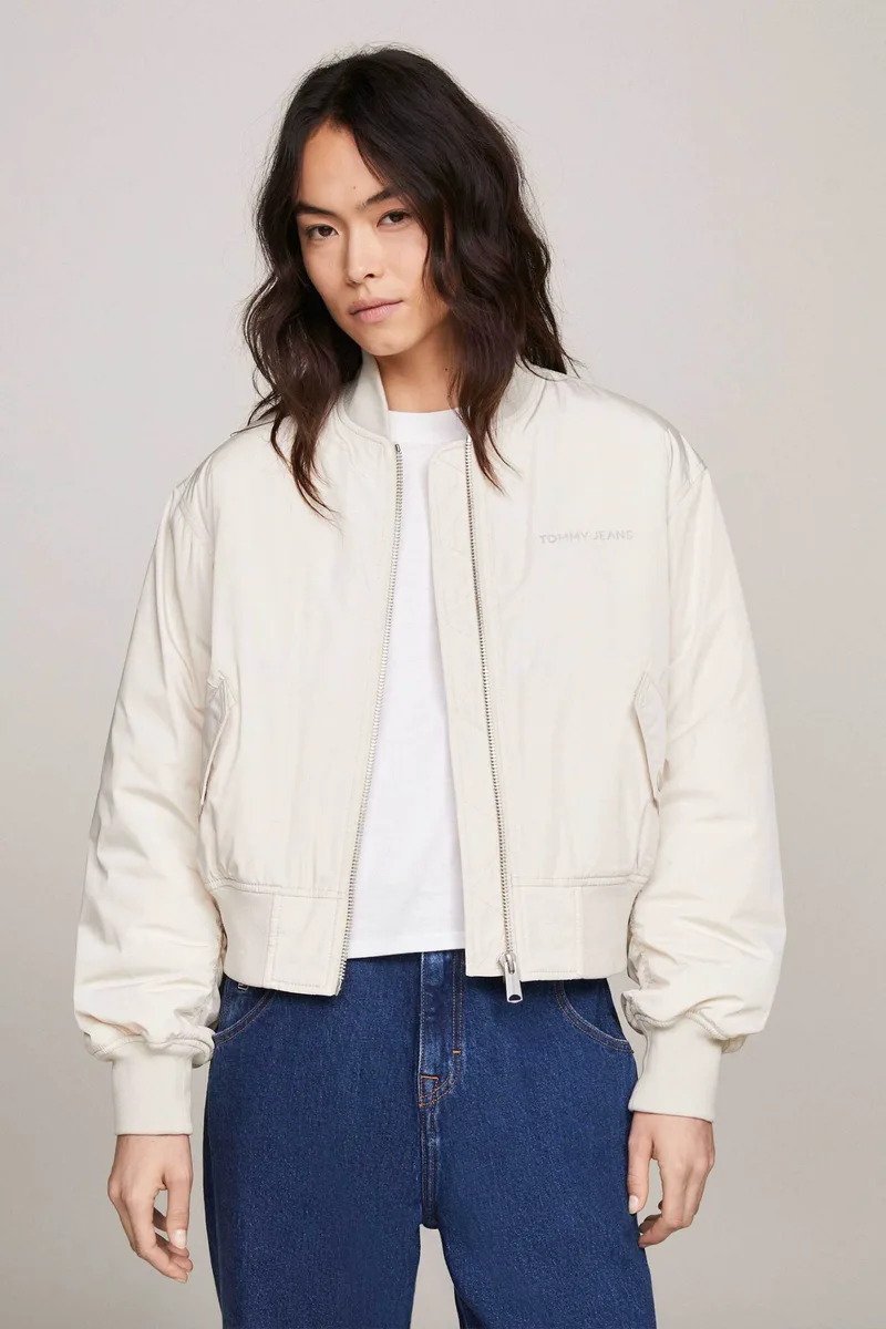 Tommy Jeans γυναικείo bomber jacket μονόχρωμο - DW0DW17240 Εκρού
