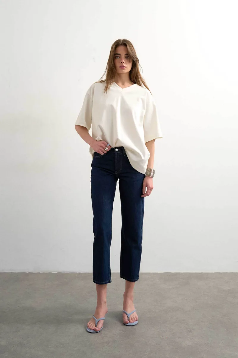 Topshop γυναικείο τζιν παντελόνι Straight Fit "Runway" - 31000895 Denim Blue Σκούρο