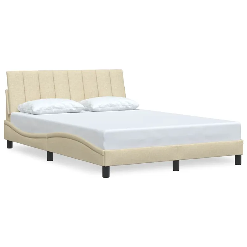 vidaXL Σκελετός Κρεβατιού Χωρίς Στρώμα Hanko Κρεμ 120x200 εκ. Υφασμάτινο
