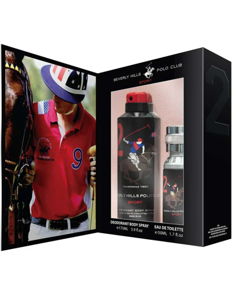 Gift box Beverly Hills Polo Club: 1982 - Sport 2, Eau de Toilette, Men, 50 ml + 1982 - Sport 2, Antiperspirant, Deodorant Spray, Men, 175 ml