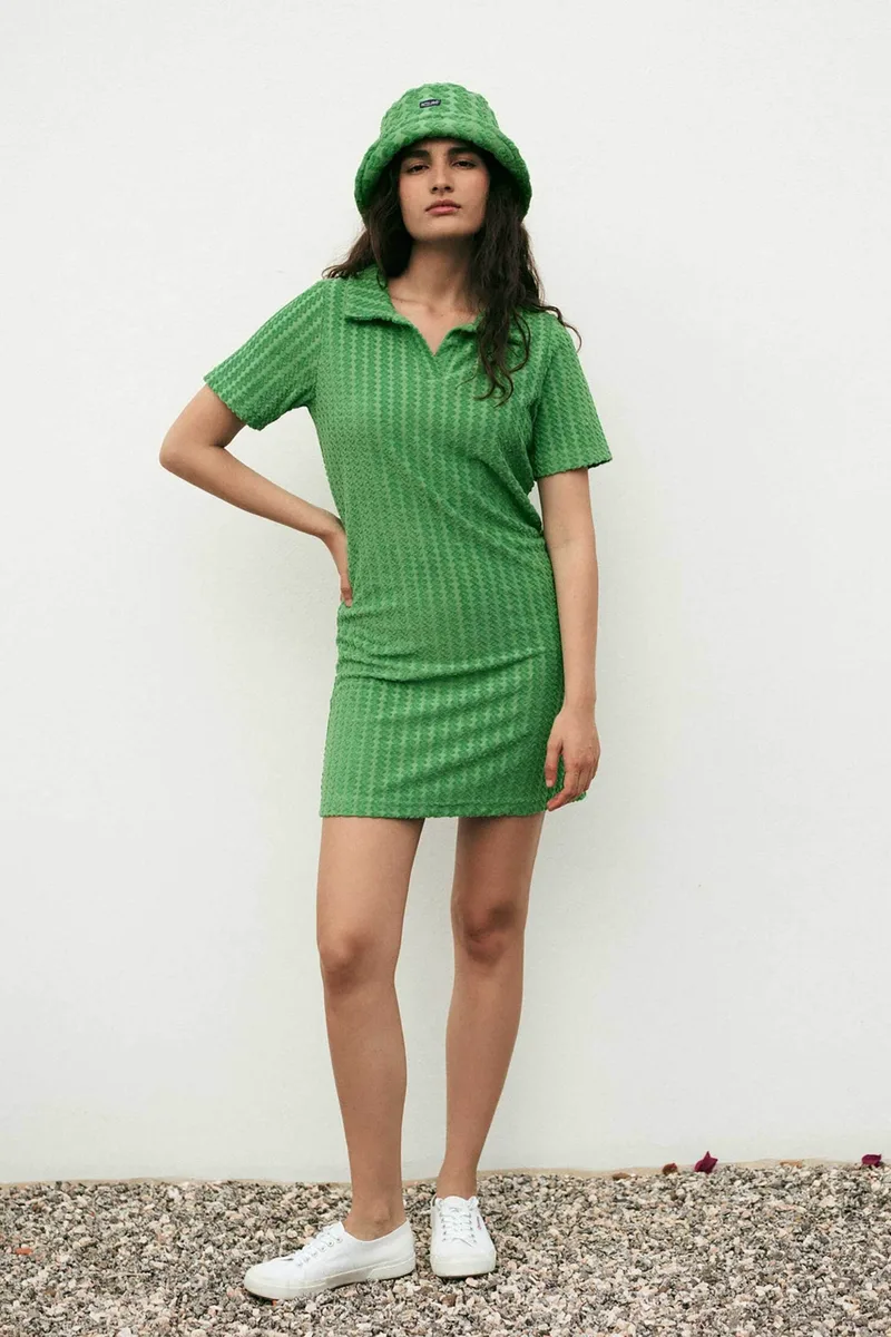 Maison Labiche γυναικείο φόρεμα πετσετέ "Devoured Terrycloth Albinoni" - SWALBINONILAB Πράσινο