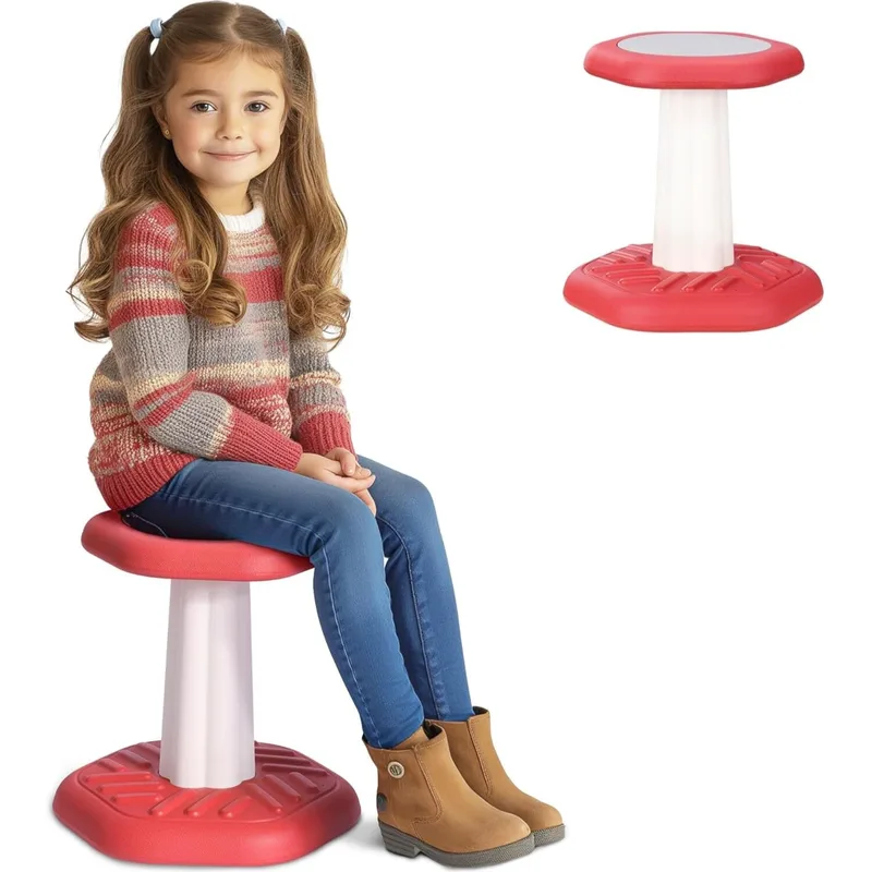 Παιδικό Σκαμπό Navaris Twist Wobble Stool Πλαστικό για Παιδιά 5 έως 8 Ετών για Ενίσχυση Ισορροπίας & Συγκέντρωσης - Red (‎‎‎NAV0000273U001C)
