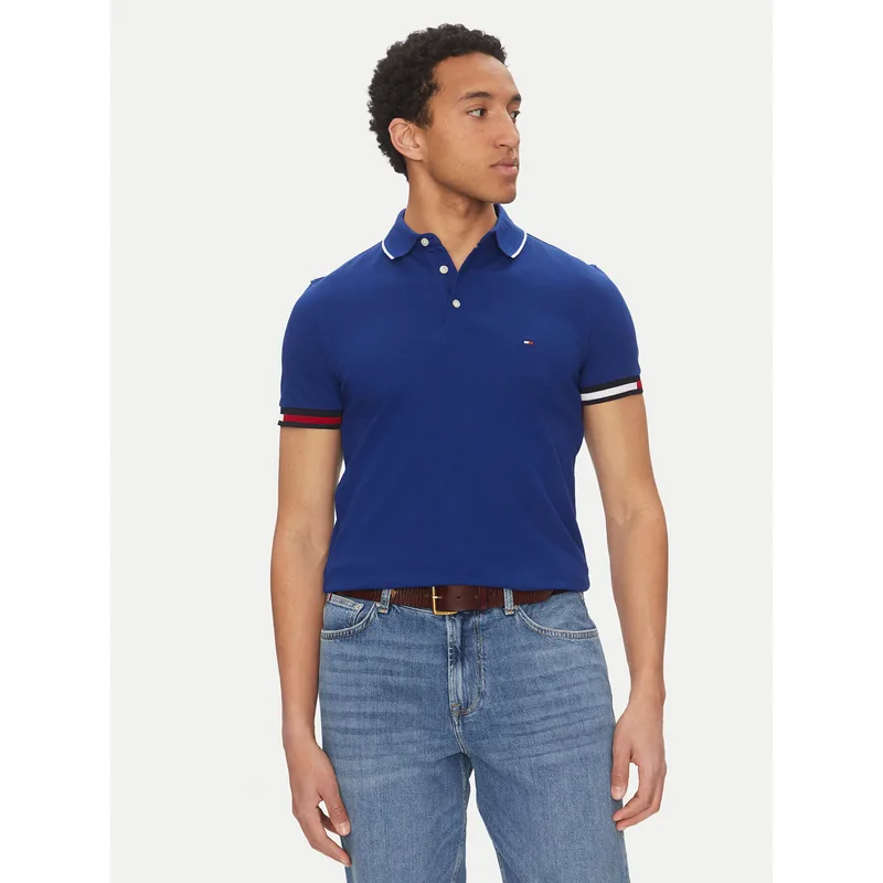 Tommy Hilfiger Polo Flag Cuff MW0MW38458 Μπλε Slim Fit
