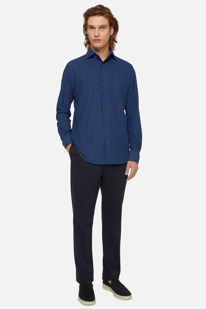 Boggi Milano ανδρικό παντελόνι μονόχρωμο Straight Fit - BO24P059303 Μπλε Σκούρο