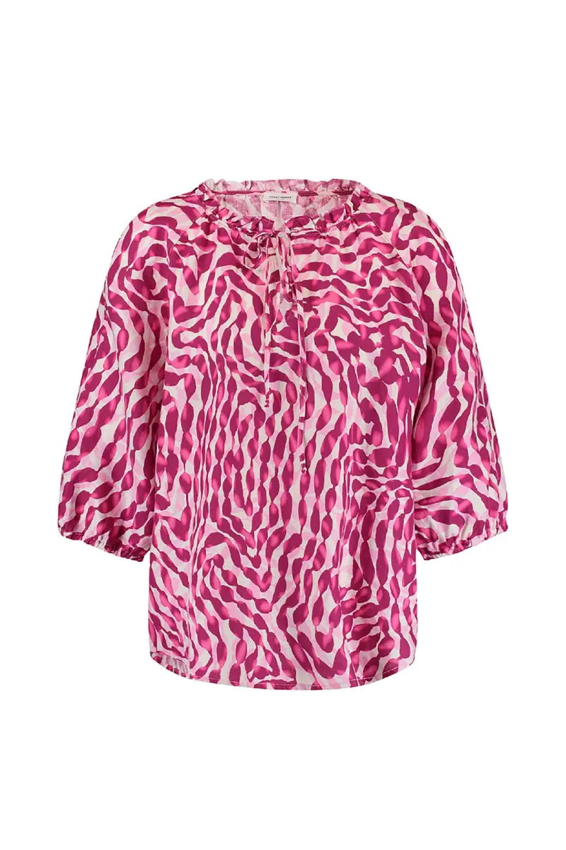 Gerry Weber γυναικεία λινή μπλούζα με all-over print και μανίκι 3/4 - 260028-66224 Φούξια