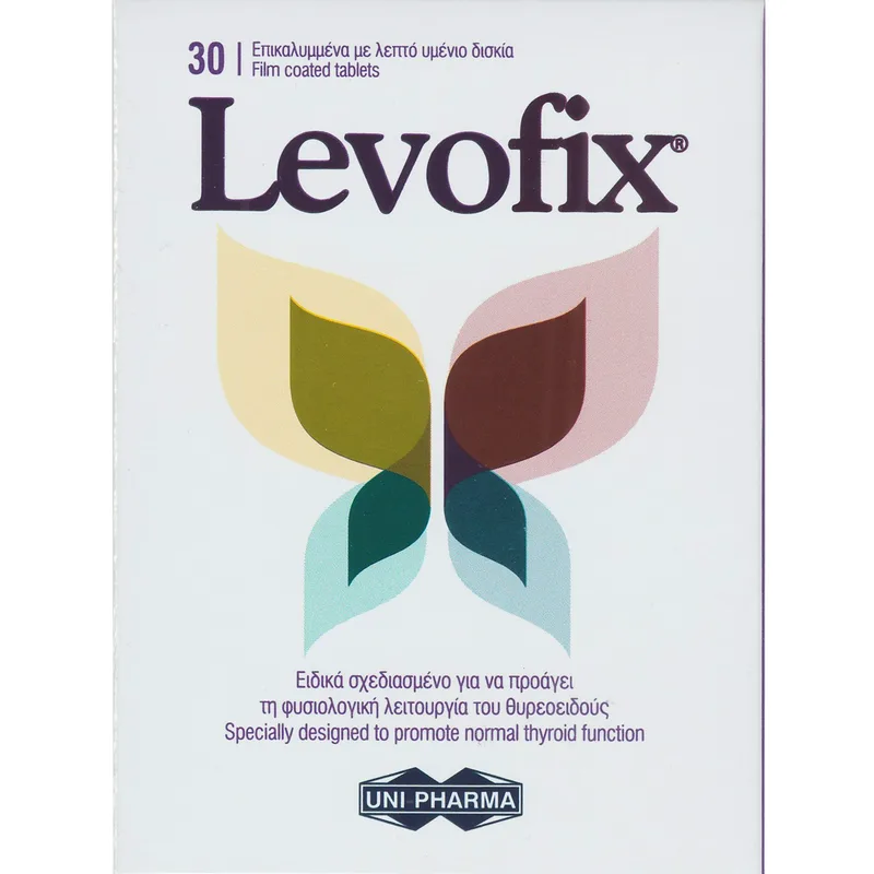 Uni-Pharma Levofix Συμπλήρωμα Διατροφής Φόρμουλας Βιταμινών, Μετάλλων, Αμινοξέων & Εκχυλίσματος Βοτάνων για τη Φυσιολογική Λειτουργία του Θυρεοειδούς 30tabs