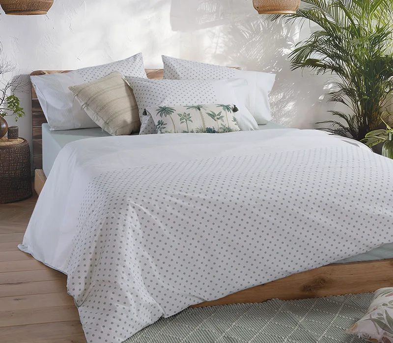 Σεντόνια Υπέρδιπλα (Σετ) Nef-Nef Homeware Donter Ecru/Green