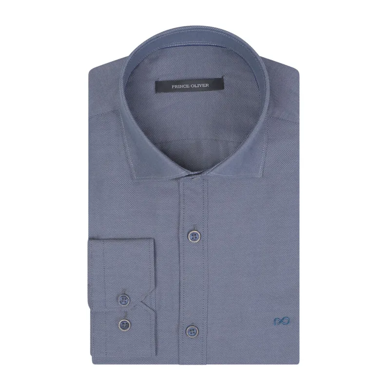 Prince Oliver Oxford Πουκάμισο Γκρι (Modern Fit) New Arrival