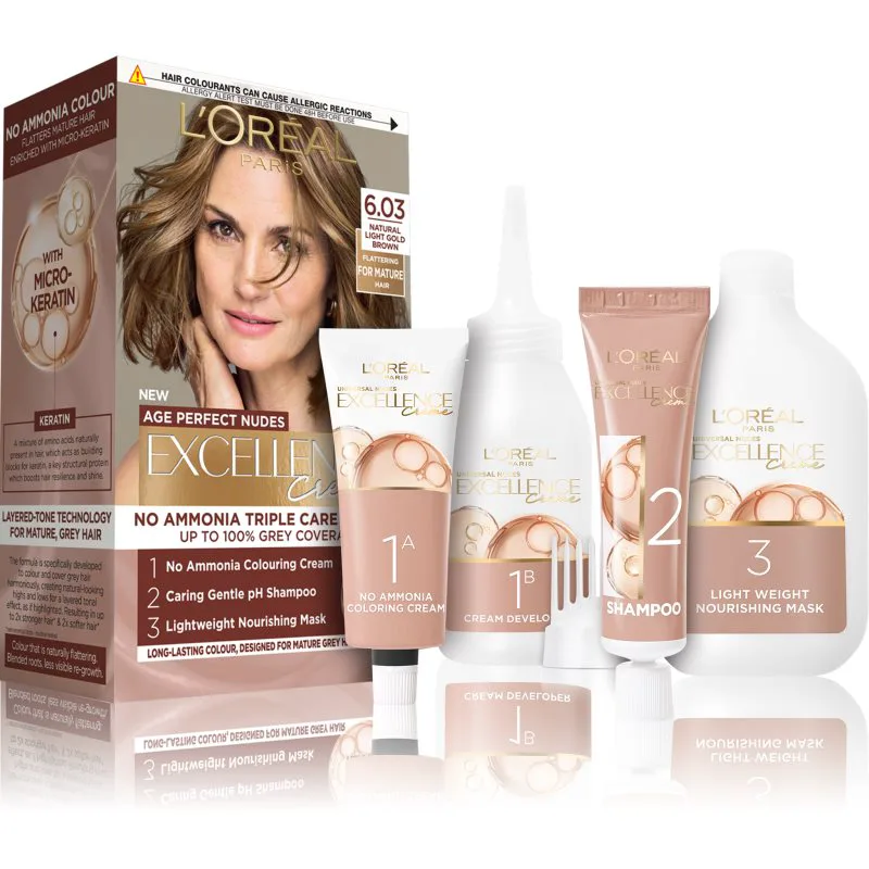 L’Oréal Paris Excellence Universal Nudes μόνιμη βαφή μαλλιών απόχρωση 6.03 Natural Light Χρυσό Brown 1 τμχ