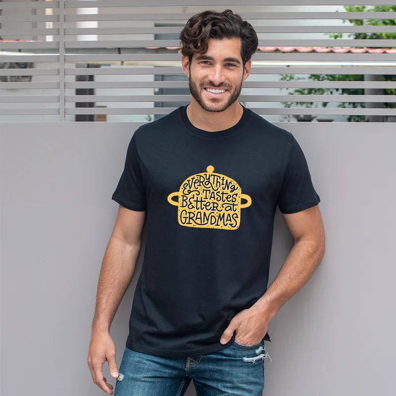 At Grandmas - Organic Vegan T-Shirt Unisex - Μαύρο - L