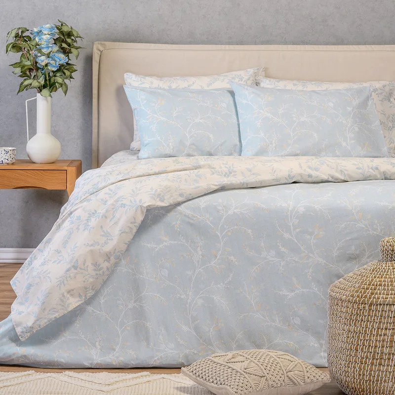 Σεντόνια Υπέρδιπλα (Σετ) 160X200+32 Melinen Casual Sienna Blue Με Λάστιχο (160x200+32)