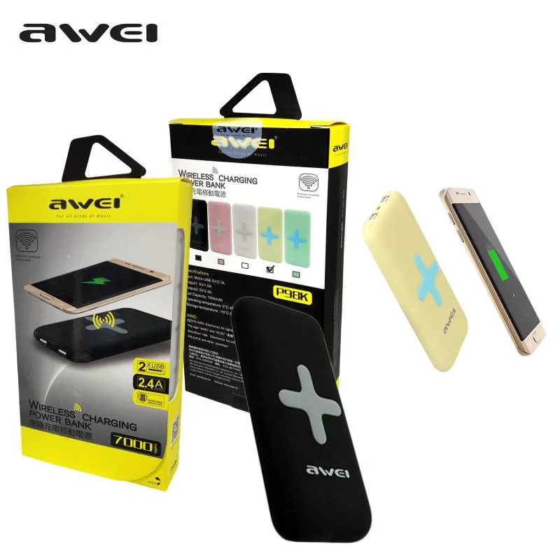 awei power bank wireless charging 7000mah - βαση ασυρματησ φορτισησ p98k