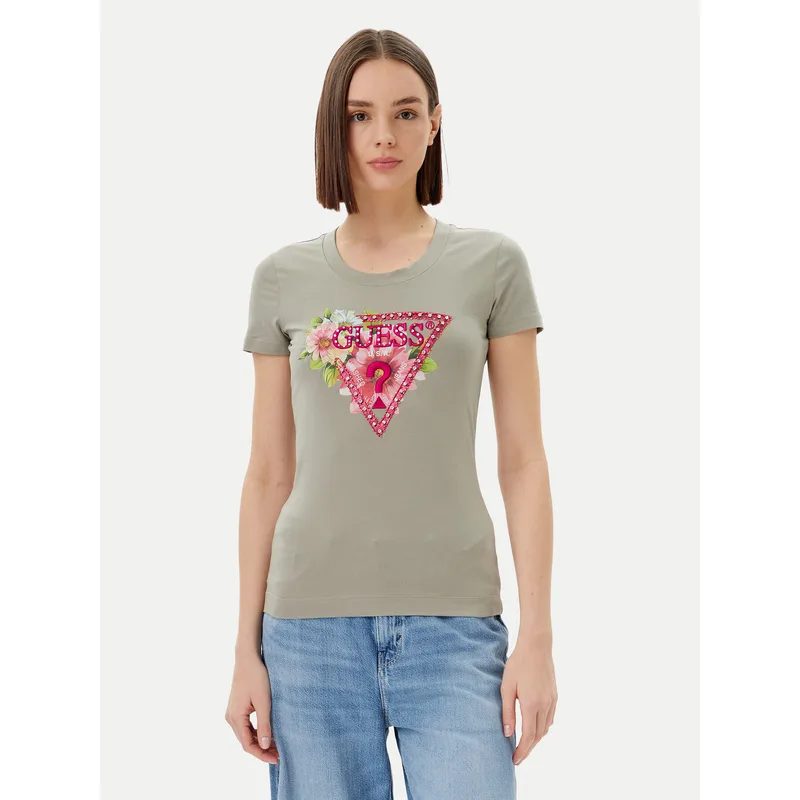 Guess T-Shirt W5GI10 J1314 Πράσινο Slim Fit