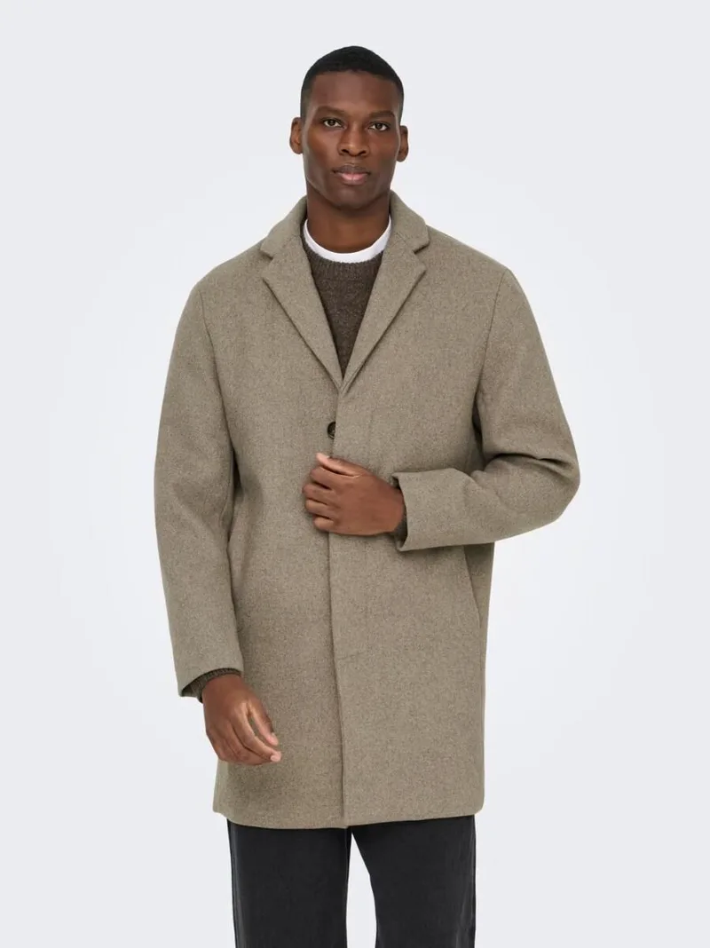 Only & Sons Onsaron Wool Coat Otw 22036811 Σκούρο Γκρί