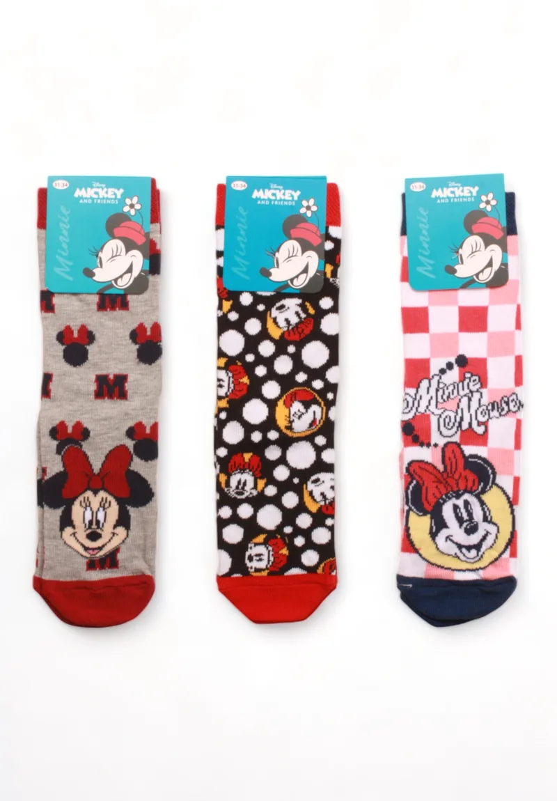Κάλτσες παιδικές οικονομικό πακέτο Disney Minnie Fashion 3 Τεμ. MN21553-Πολύχρωμο