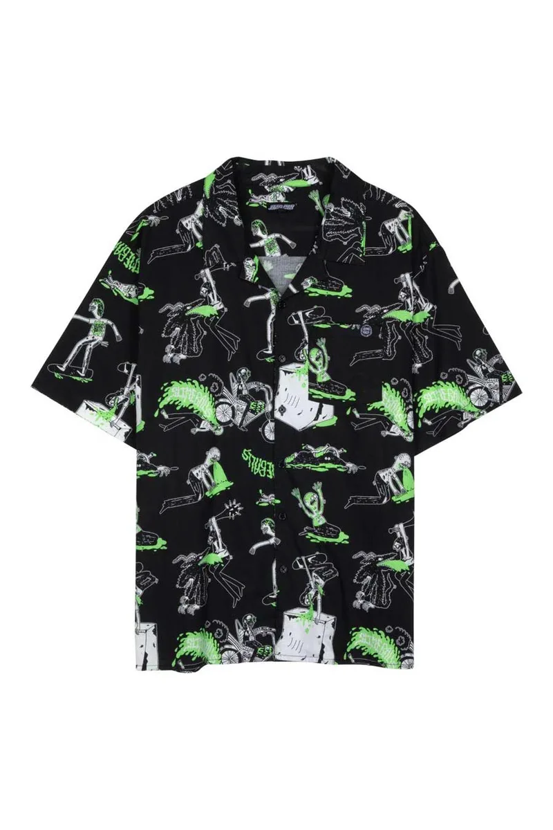 SANTA CRUZ Πουκάμισα Scene Report S/S Shirt - ΜΑΥΡΟ-SCA-SHT-0728-BLACK