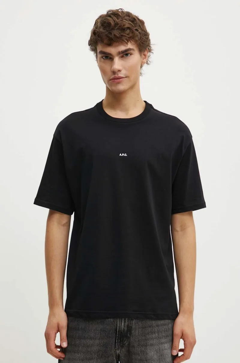 Βαμβακερό μπλουζάκι A.P.C. t-shirt boxy micro logo GOTS