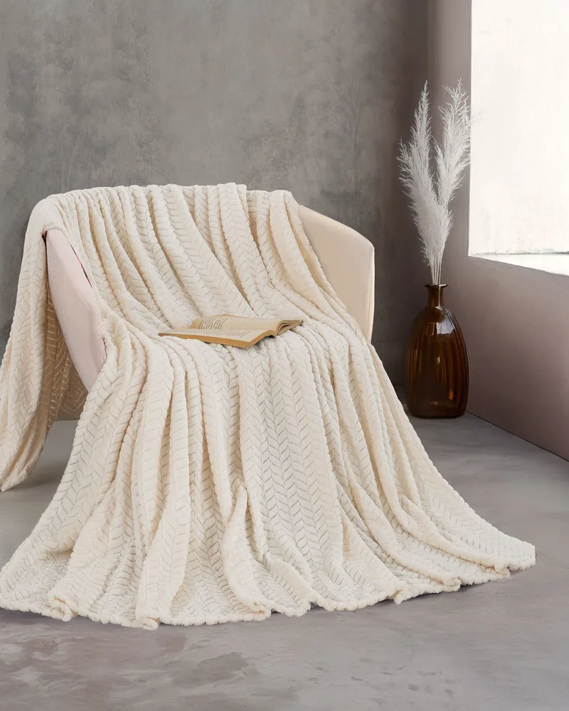 Κουβέρτα Fleece Υπέρδιπλη Rythmos Harmonie Εκρου 220x240