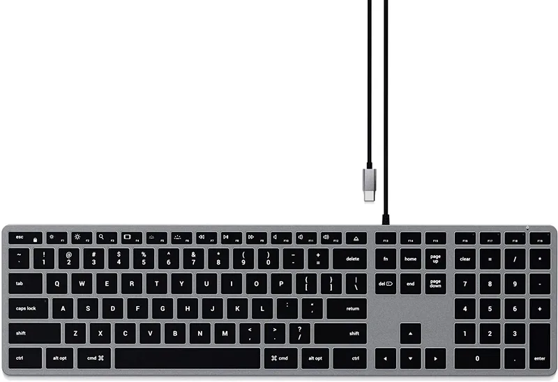 Satechi Slim W3 Wired Backlit Keyboard για Mac - Ενσύρματο Πληκτρολόγιο Αλουμινίου - Space Grey (ST-UCSW3M)