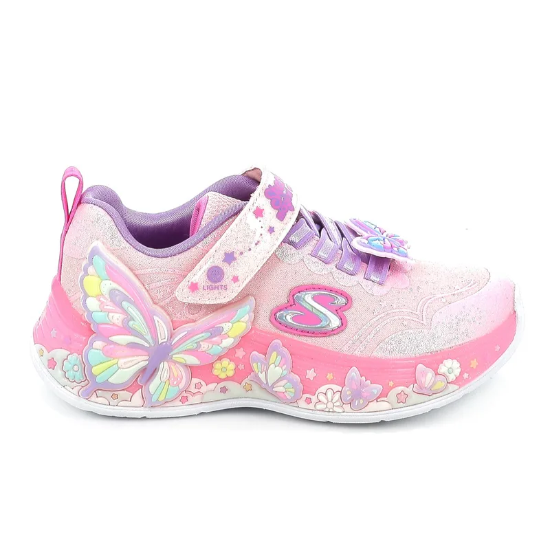 Παιδικό Αθλητικό Παπούτσι για Κορίτσι Skechers Butterfly Bliss με Φωτάκια On/Off Χρώματος Ροζ 303065L-LPMT
