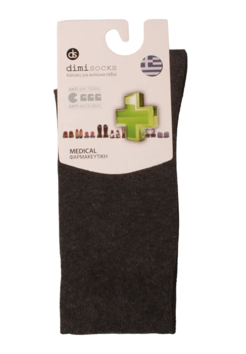 Κάλτσα Medical χωρίς λάστιχο βαμβακερές Dimi Socks 1003DS-Ανθρακί