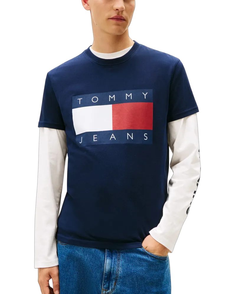 Ανδρικό T-shirt Navy Μπλε Tommy Jeans DM0DM22645-C1G