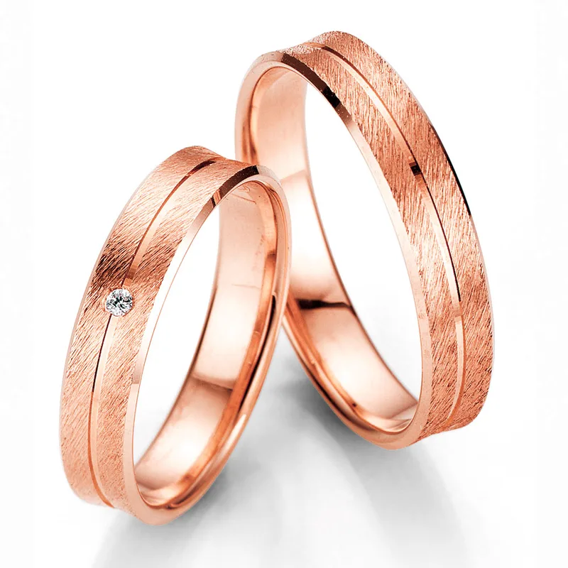 Ροζ Χρυσή Βέρα Γάμου Breuning με ή χωρίς Πέτρες WR326R diamonds k18