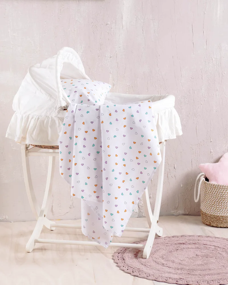 Σεντόνι λίκνου (80Χ110) TINY HEART WHITE, RYTHMOS HOME