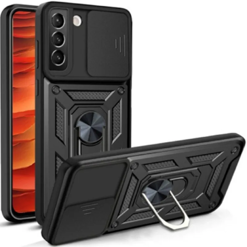 Bodycell Armor Slide - Ανθεκτική Θήκη Samsung Galaxy S22 Plus 5G με Κάλυμμα για την Κάμερα & Μεταλλικό Ring Holder - Black (5206015013621)