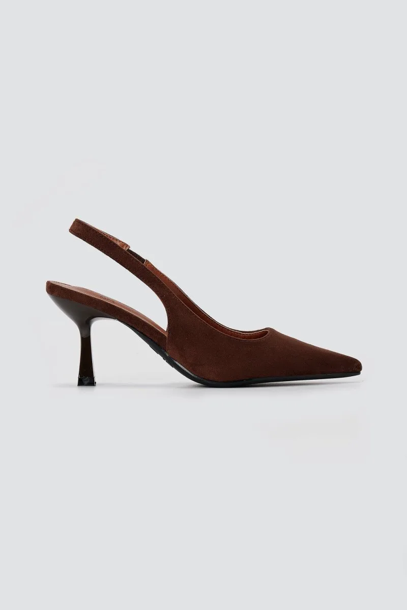 Stephan Γόβες Slingback με λεπτό τακούνι - P-1523 - Καφέ Σουέτ