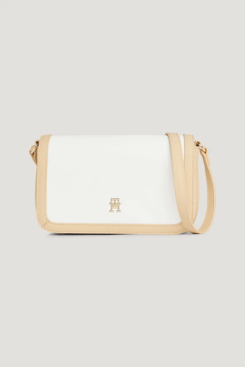 Tommy Hilfiger γυναικεία τσάντα crossbody με colour block σχέδιο και μεταλλικό μονόγραμμα - AW0AW16417 Λευκό