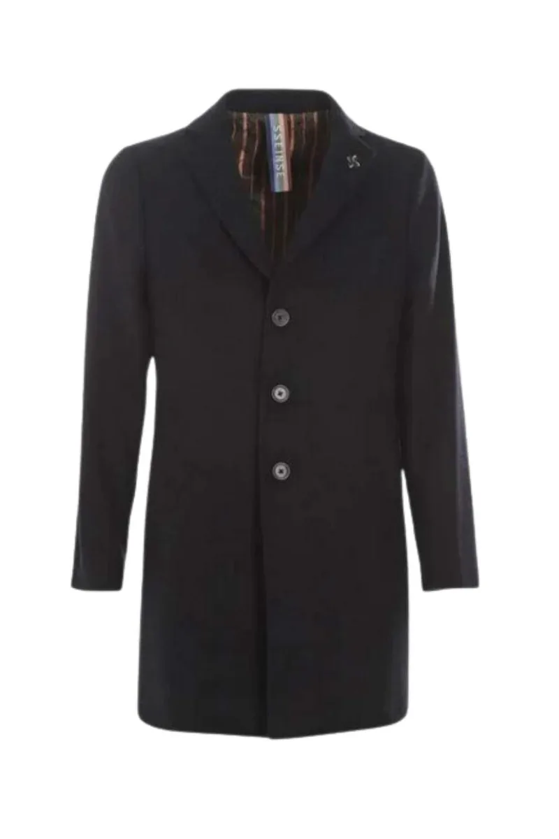 SEINSE Ανδρικό Παλτό Cappotto - ΜΑΥΡΟ-CP35SS-BLACK
