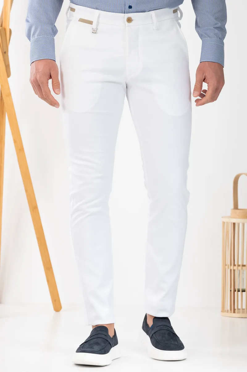 Vittorio Ανδρικό Παντελόνι Chinos 500-24-COMO White Λευκό