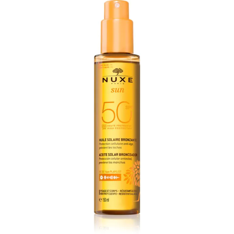 Nuxe Sun Face and Body Tanning Sun Oil λάδι μαυρίσματος Για πρόσωπο και σώμα SPF 50 150 ml