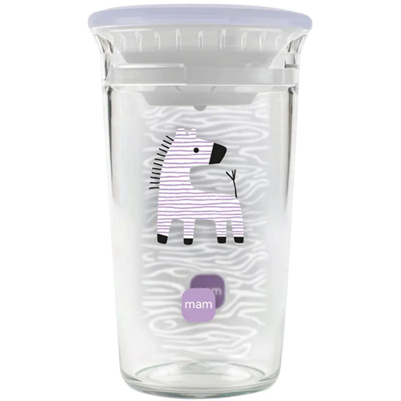 Mam Easy To Drink Cup Κωδ 473 8m+ Εκπαιδευτικό Ποτηράκι Μετάβασης από το Μπιμπερό με Καπάκι 360° Ειδικά Σχεδιασμένο Ενάντια των Διαρροών, 290ml - Μωβ