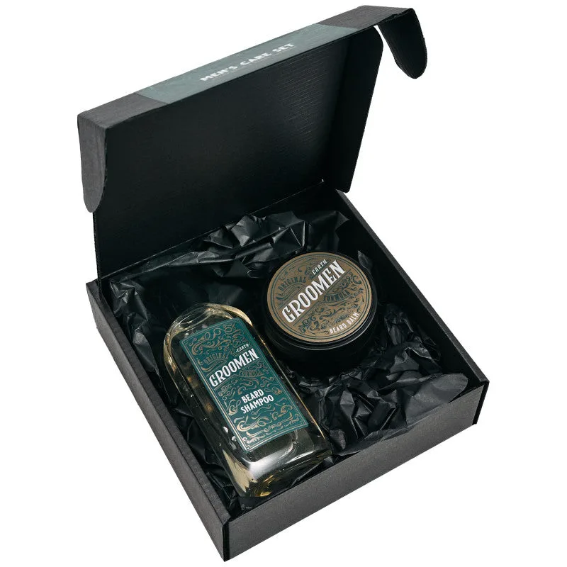 Beard grooming set Groomen EARTH - Shampoo and conditioner, 150 ml + 50 g