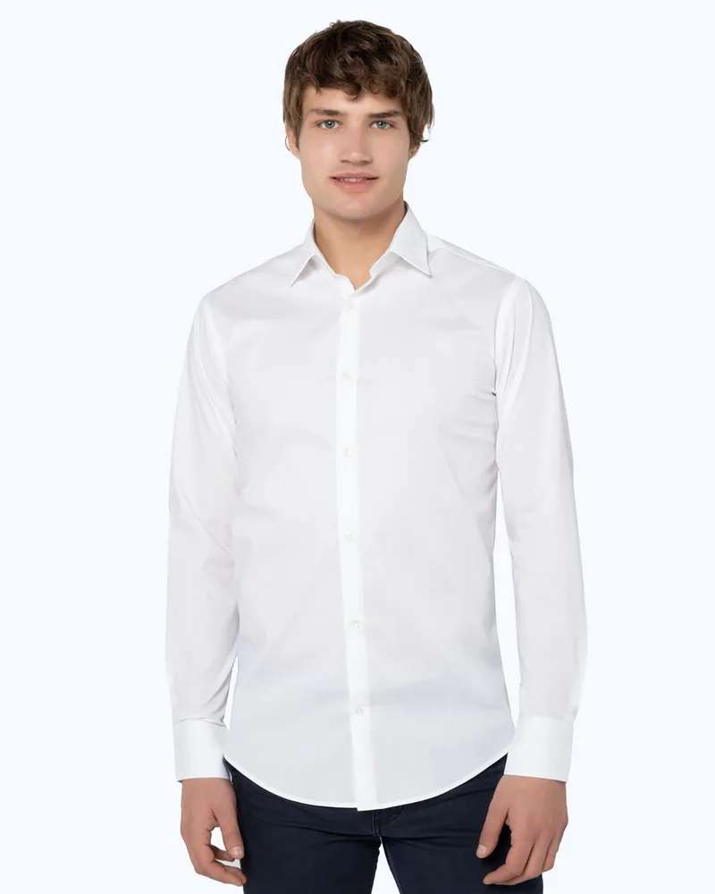 The Bostonians Ανδρικό Πουκάμισο Ποπλίνα Slim fit 3ACP0606-B001WH Λευκό