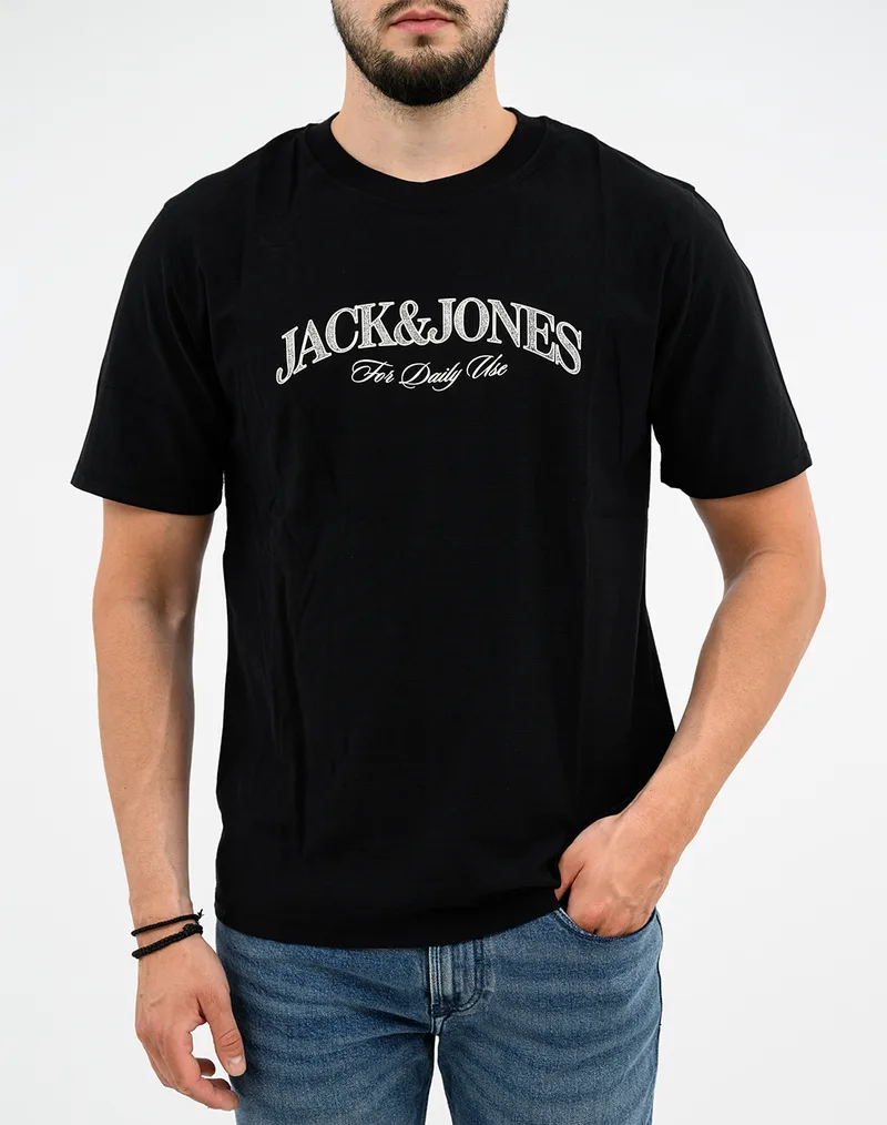 JACK&JONES JORCASSIS BRANDING TEE SS CREW NECK 12295054-BLACK Black