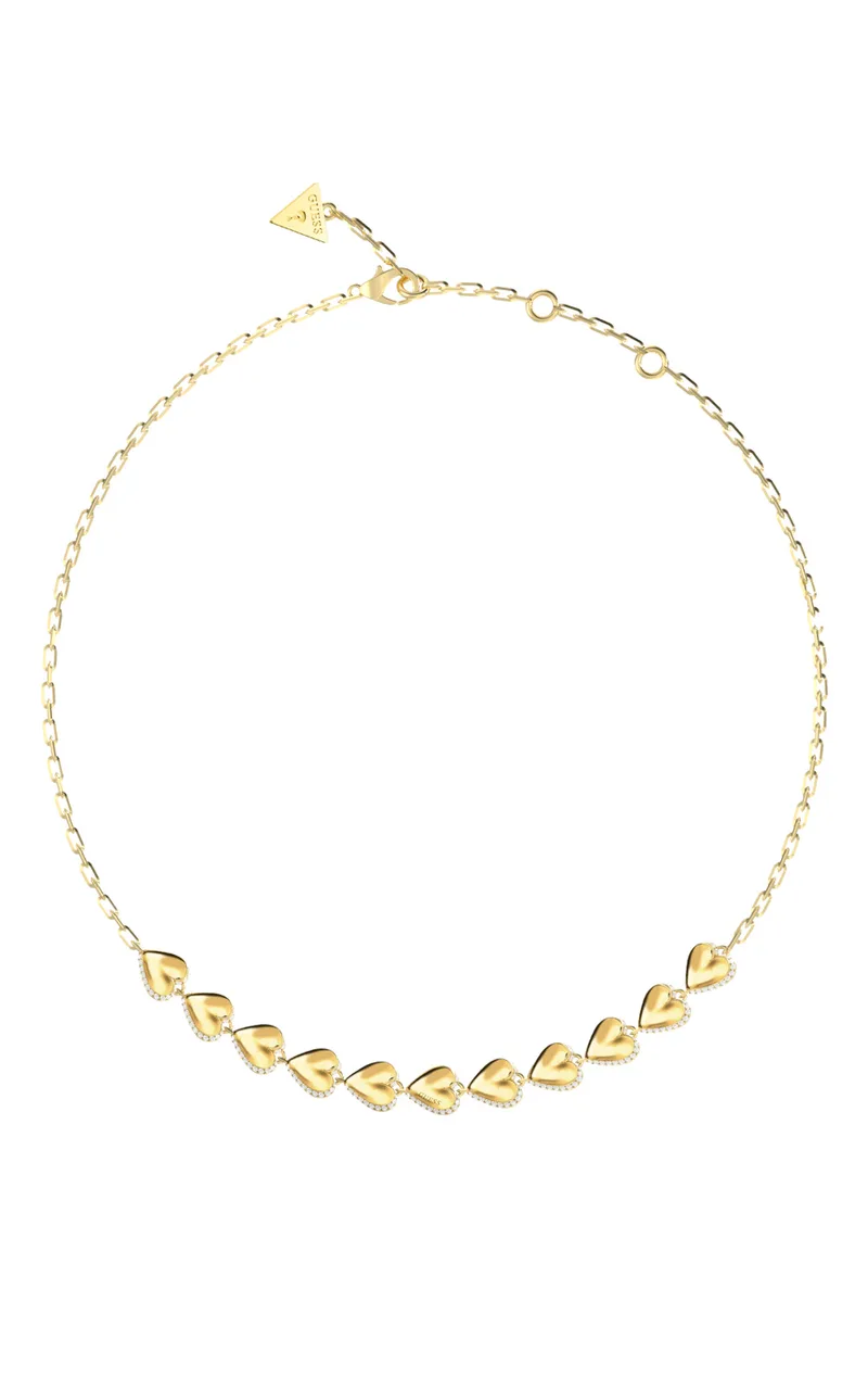 GUESS STEEL BY YOUR SIDE JUBN06070JWYGT/U Κολιέ Χρυσό Με Καρδιές