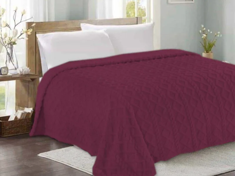 Κουβέρτα Fleece Με Sherpa Ανάγλυφη Luxe Soft Γαρύφαλλο 200x230 - Μπορντό