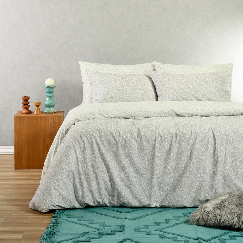 Παπλωματοθήκη Υπέρδιπλη (225x245) 2 Όψεων Melinen Casual Line Leo Aqua/Grey