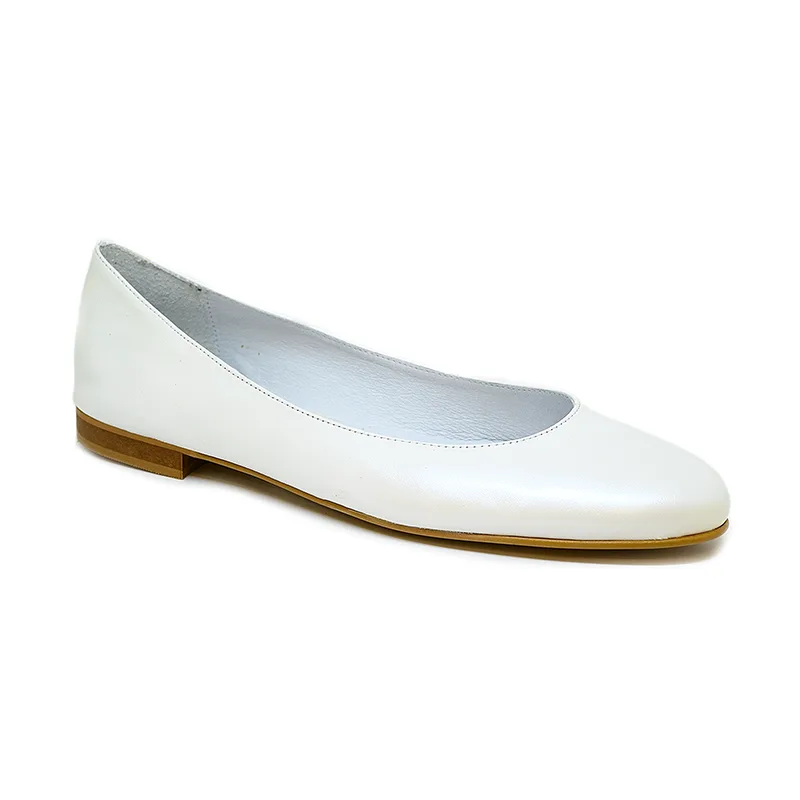 Bigshoes GA1132-02 Δερμάτινη Μπαλαρίνα Πέρλα Λευκή
